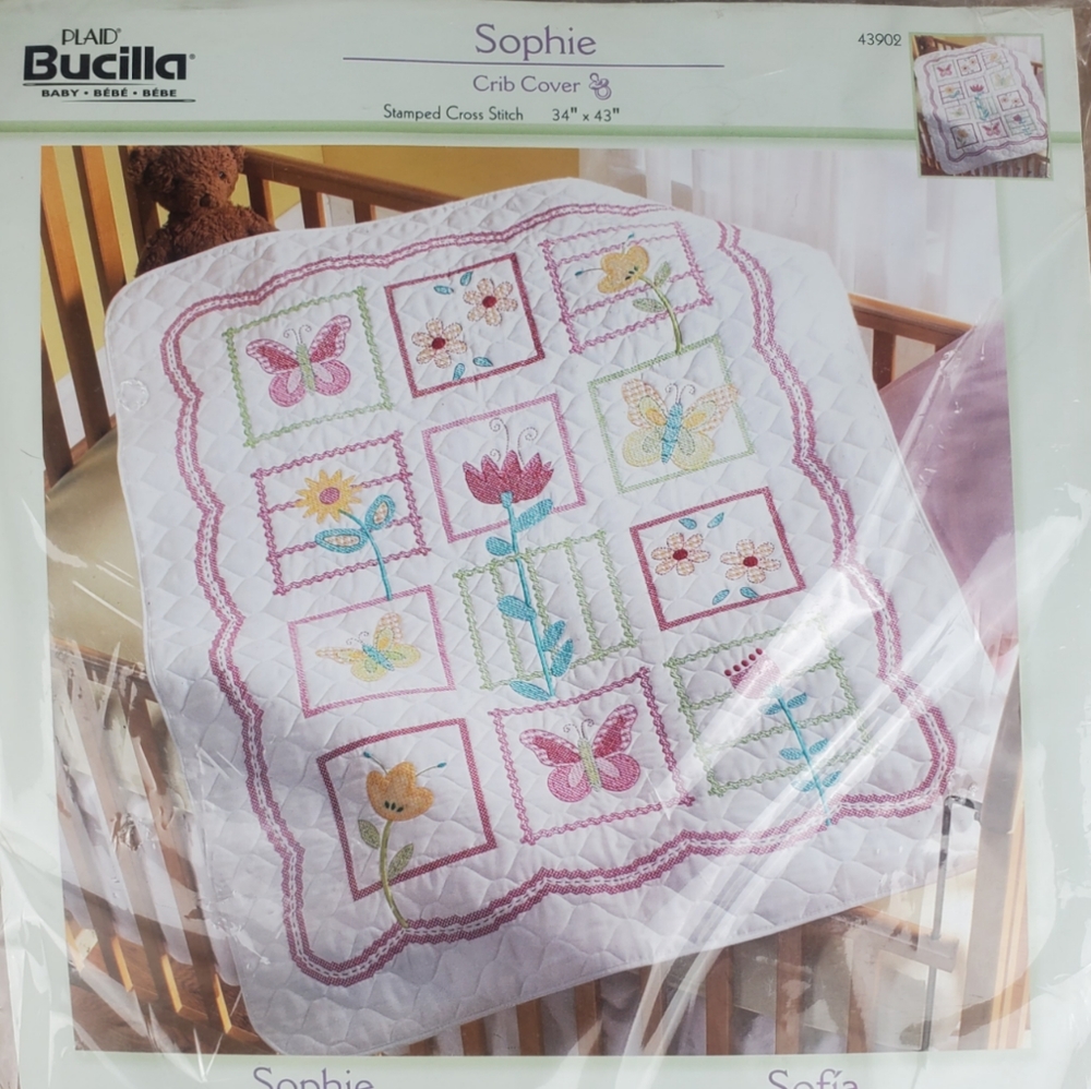 Sophie Crib Cover Stamped Cross Stitch Kit-34''X43'' Unopened - New